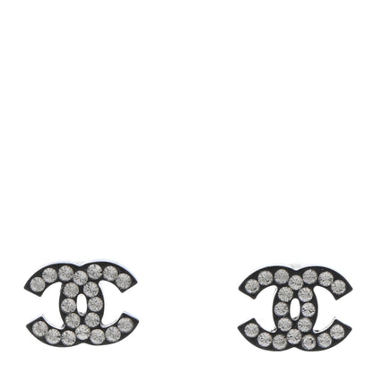 Chanel Resin Crystal CC Earrings Black 1 of 4