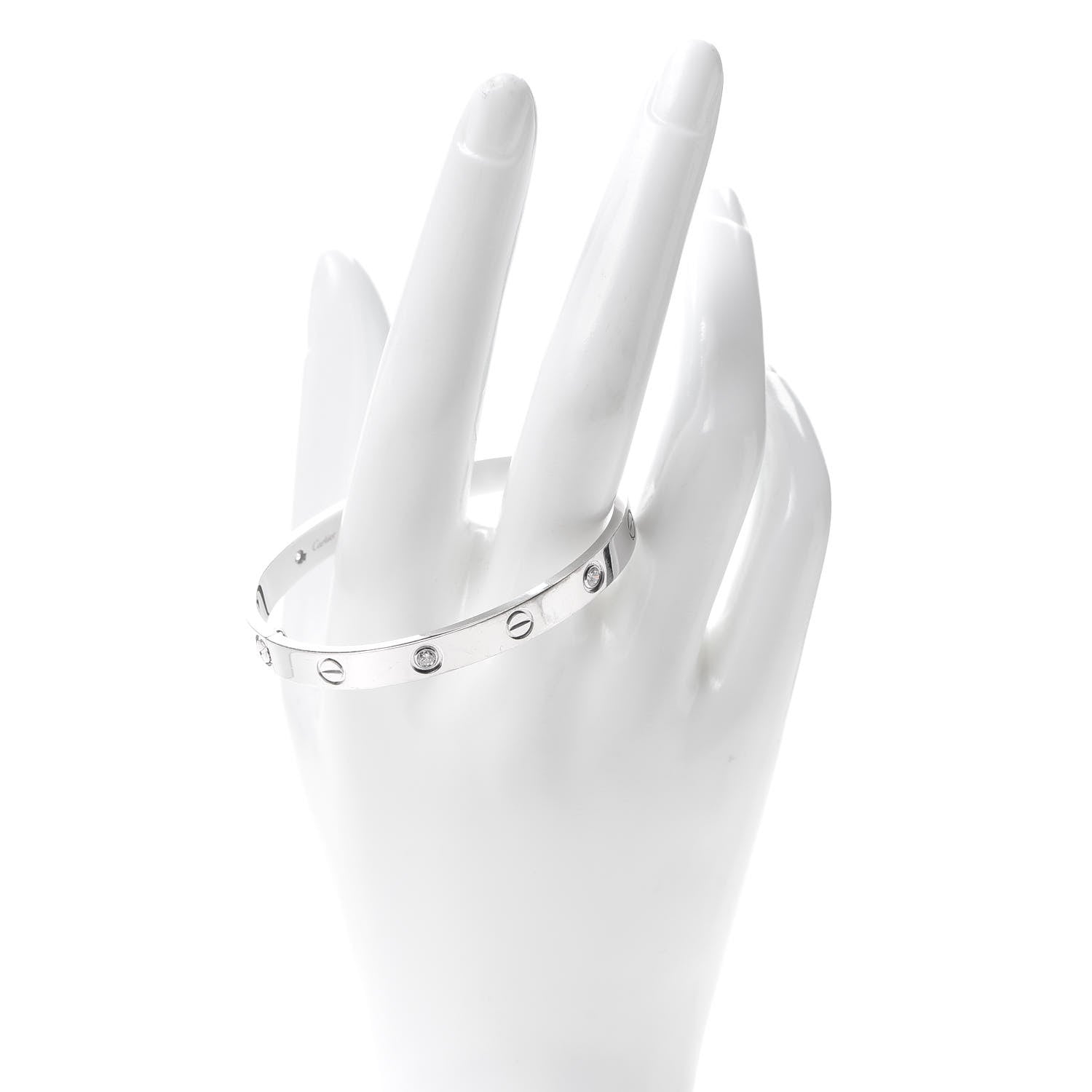 Cartier 18K White Gold 4 Diamond LOVE Bracelet 16 2 of 6
