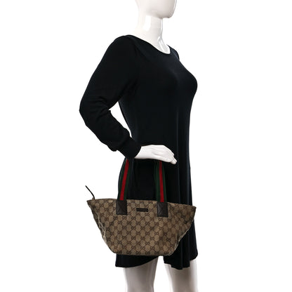 Gucci GG Monogram Small Web Handle Bucket Tote Dark Brown 3 of 10