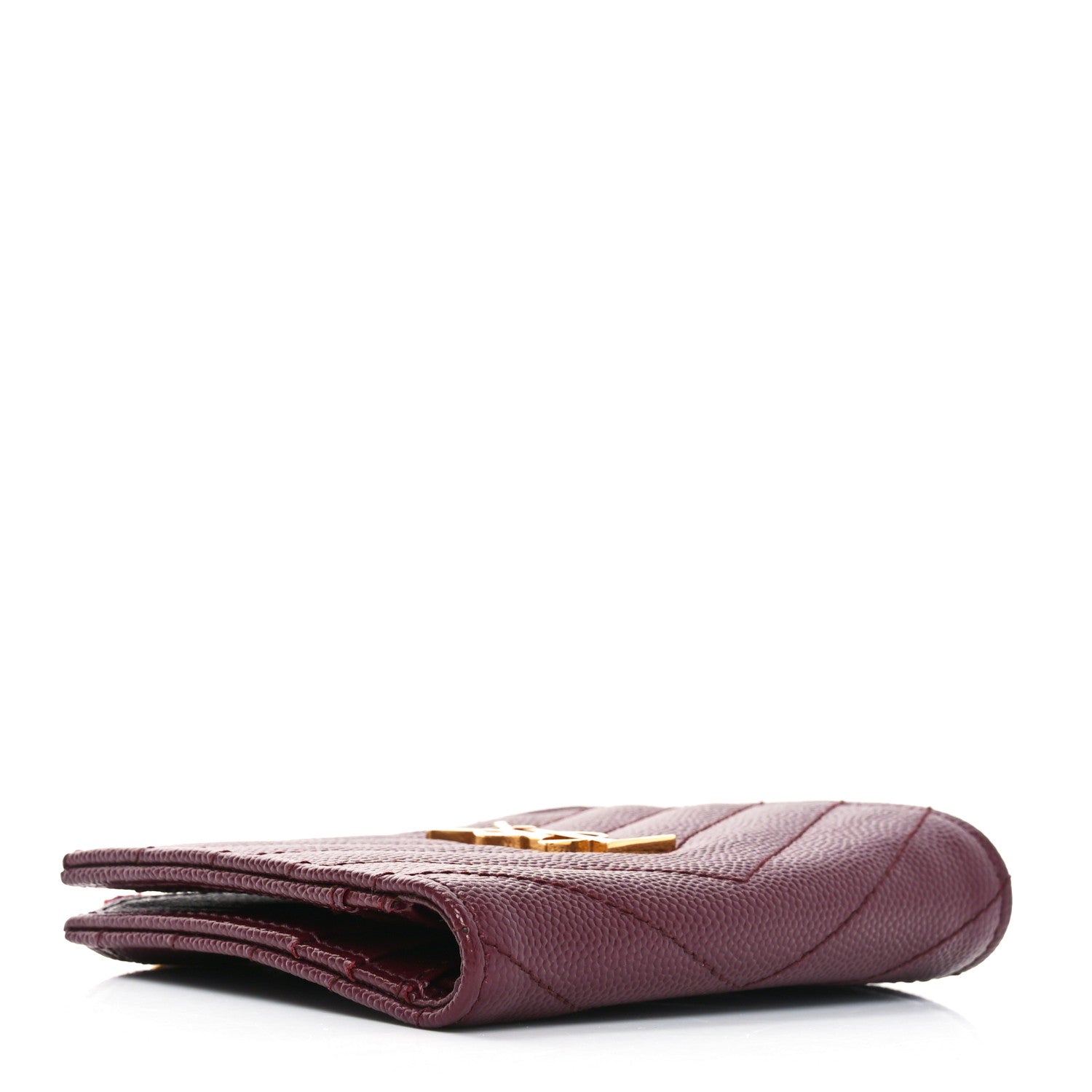Saint Laurent Grain De Poudre Matelasse Chevron Monogram Zipped Card Case Rouge Legion 4 of 7