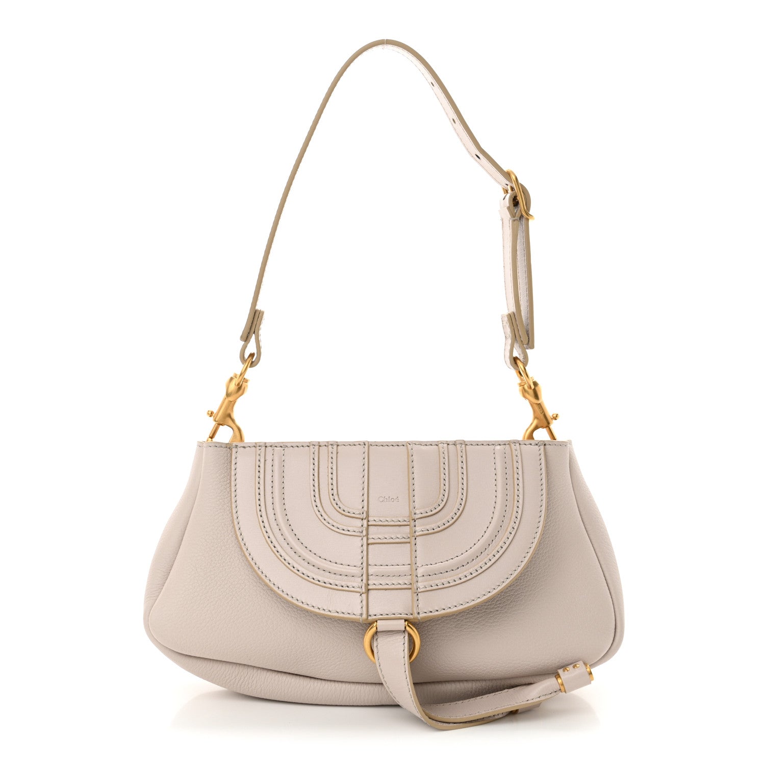 Chloe Shiny Grained Calfskin Small Marcie Clutch Wild Grey 1 of 9