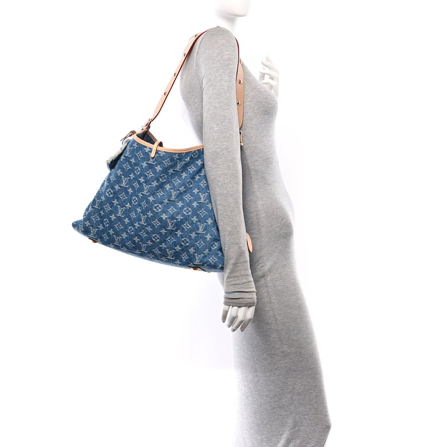 Louis Vuitton Monogram Denim CarryAll MM Blue 2 of 11