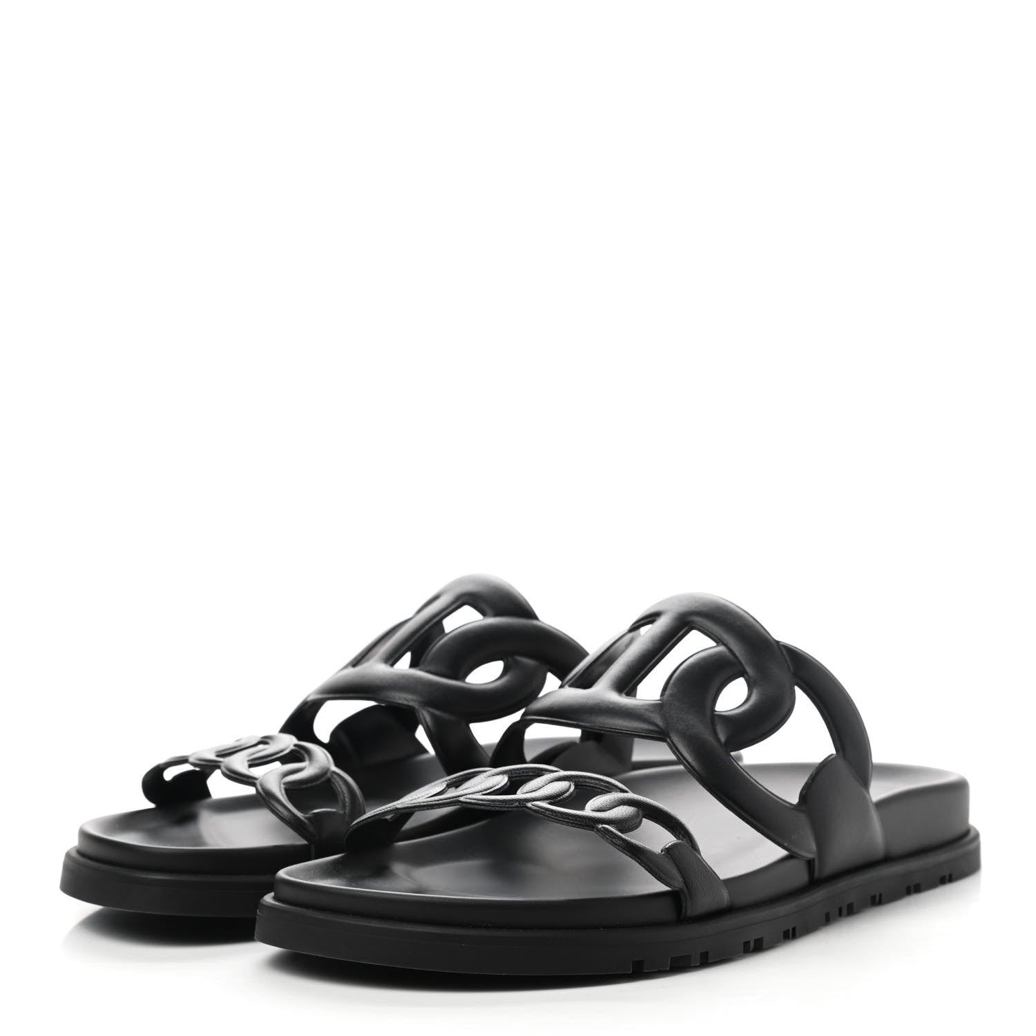 Hermes Nappa Extra Sandals 38 Black 3 of 10