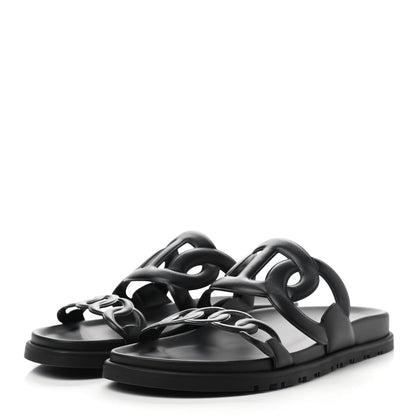 Hermes Nappa Extra Sandals 38 Black 3 of 10