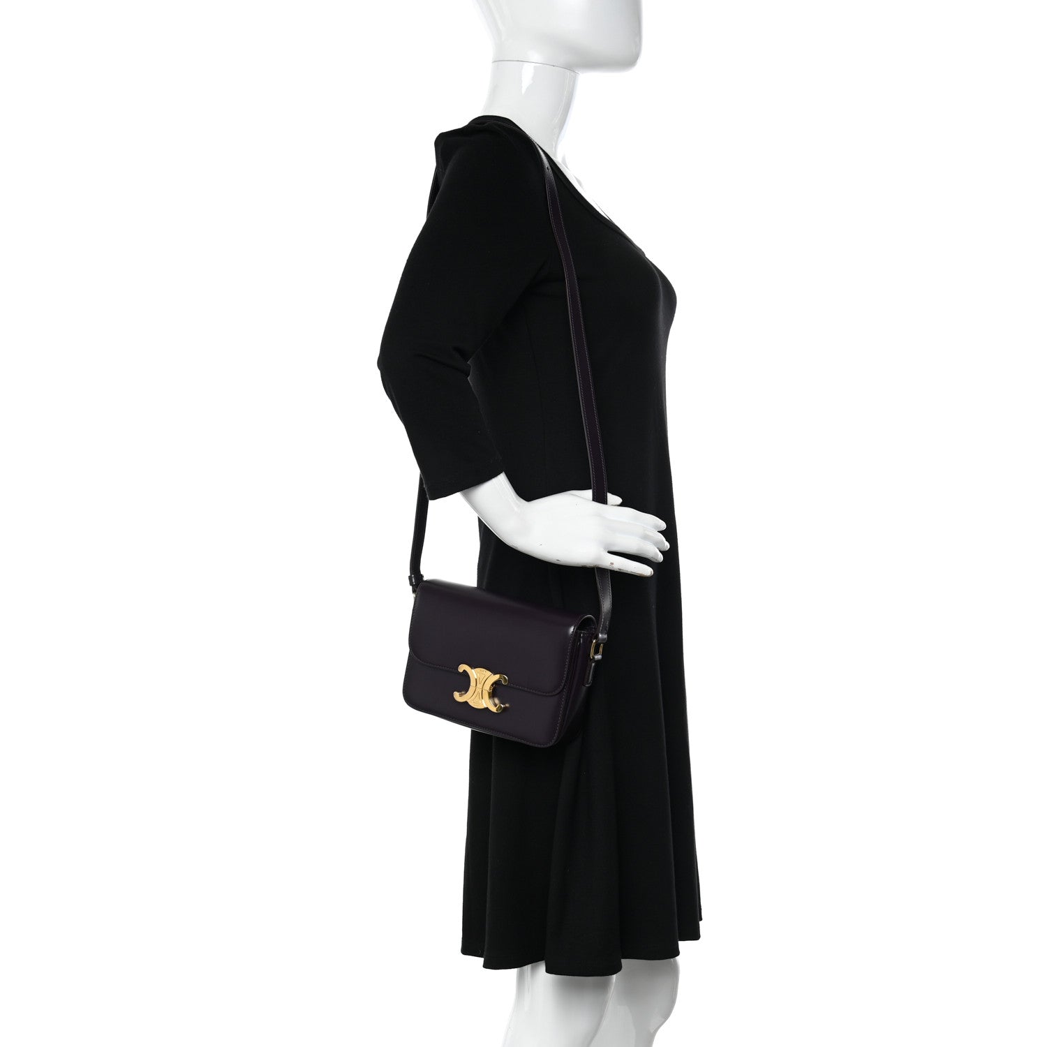 Celine Shiny Calfskin Teen Triomphe Aubergine 2 of 13