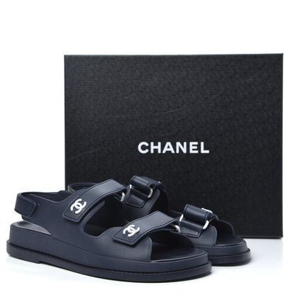 Chanel Rubber CC Dad Sandals 39 Navy 8 of 8