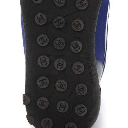 Chanel Calfskin Mesh Lycra Womens Logo High Top Sneakers 36.5 Blue 8 of 10