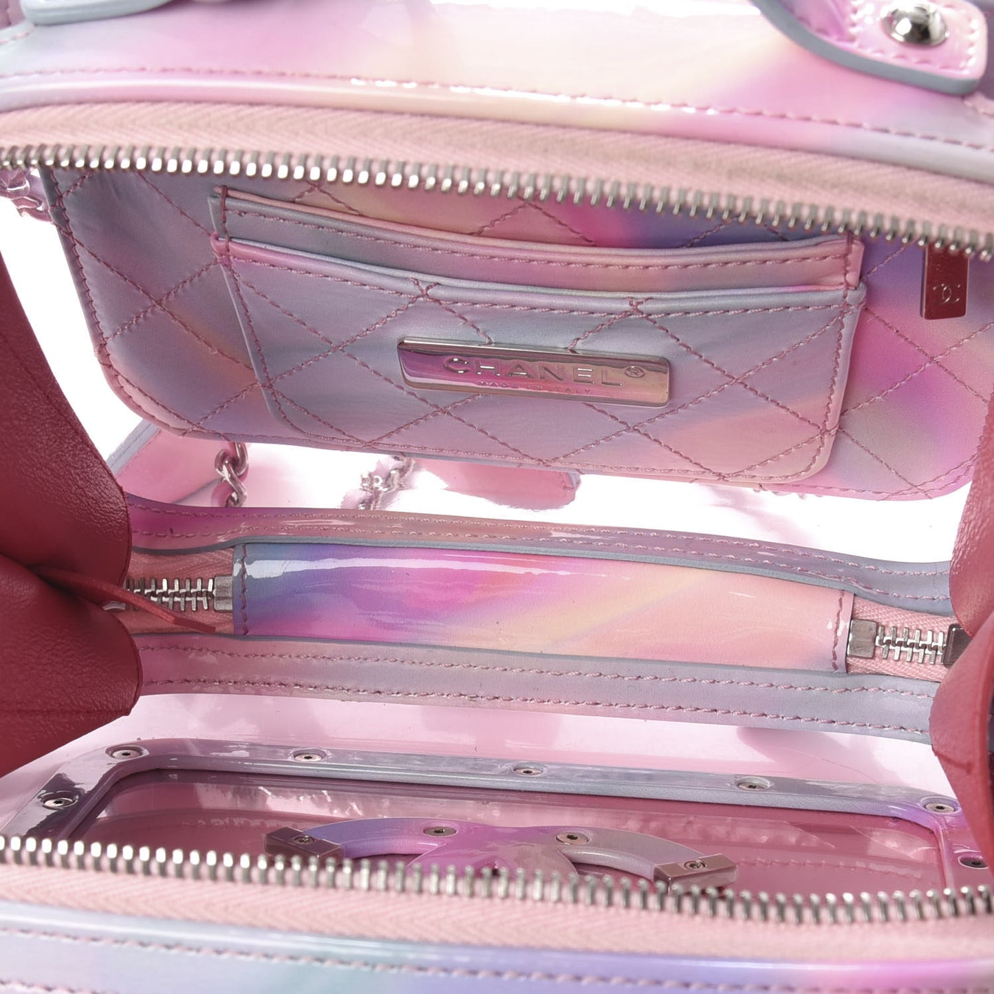 PVC Patent Calfskin Patent Lambskin Small CC Vanity Case Pink