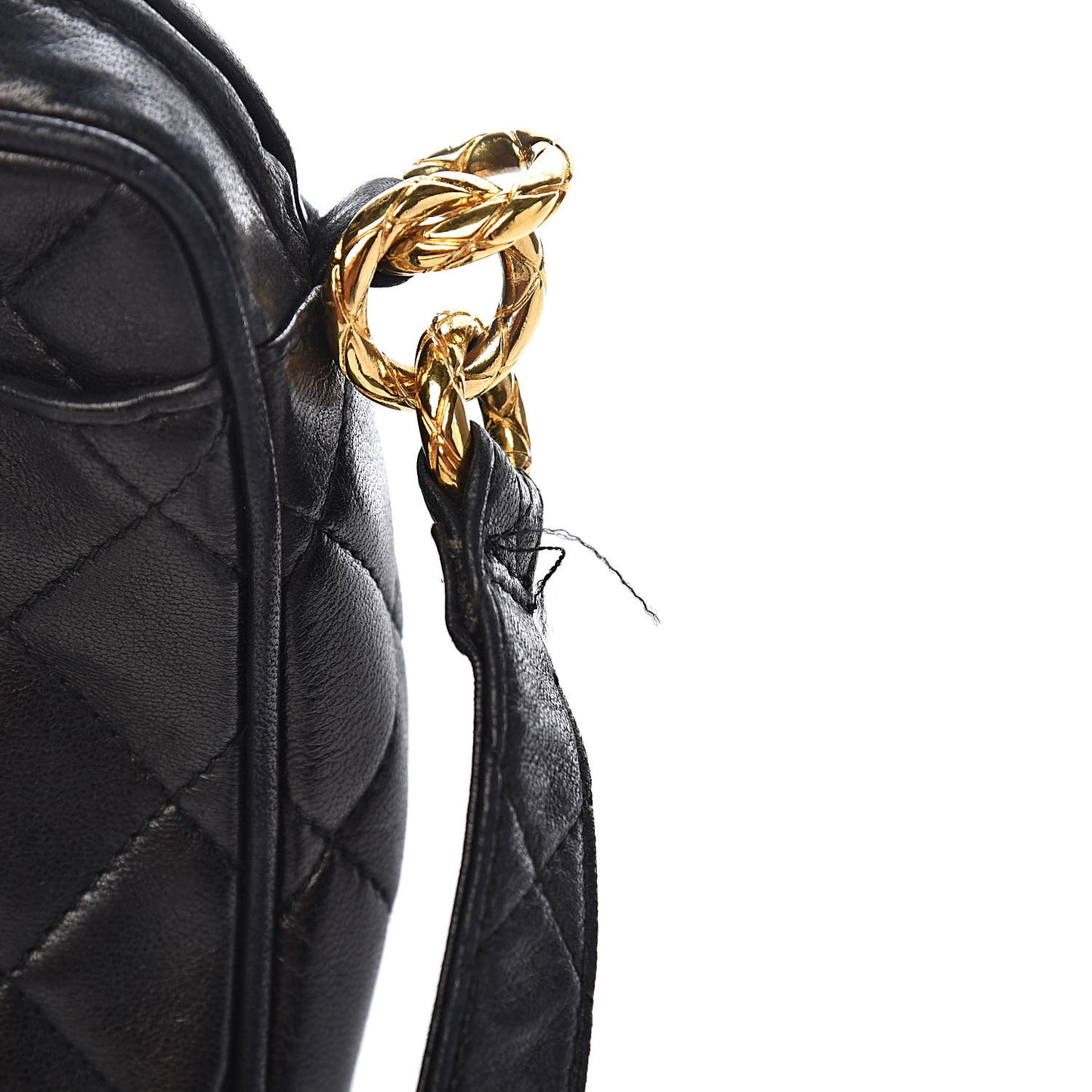 Lambskin Quilted CC Tassel Camera Case Black