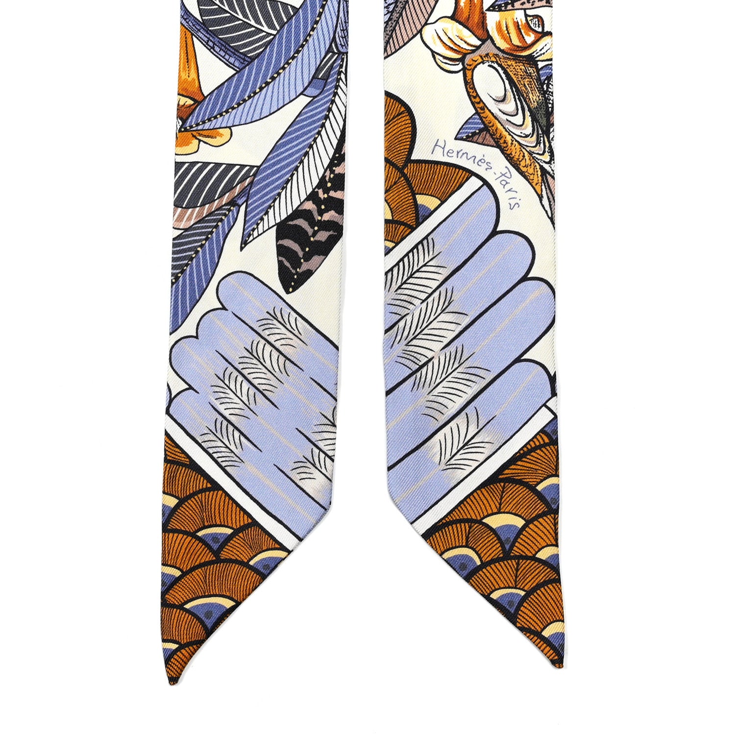 Hermes Silk Tree Of Song Twilly Creme Mauve Ocre 2 of 4