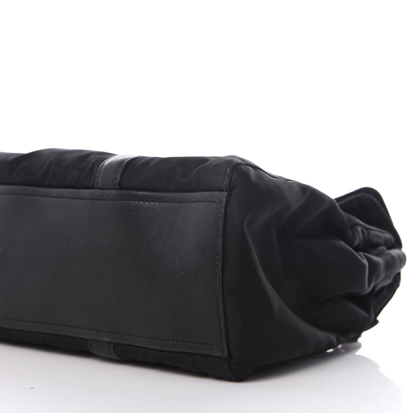 Tessuto Nylon Vitello Foldover Pushlock Satchel Black