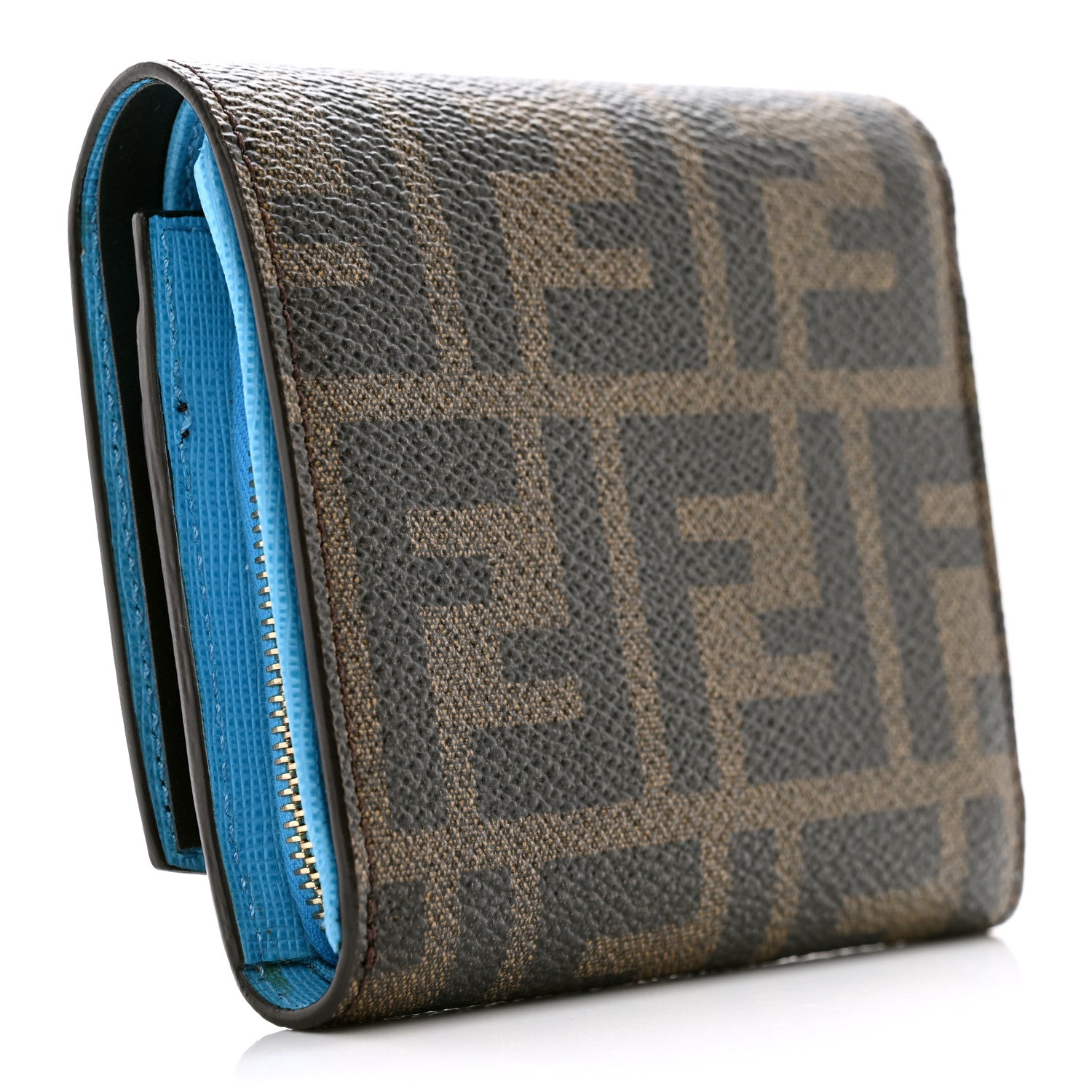 Fendi Vitello Elite Zucca Compact Wallet Tobacco 3 of 12