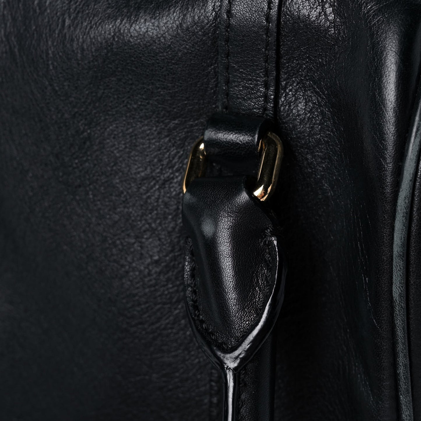 Grained Calfskin Small Alchester Bowling Bag Black