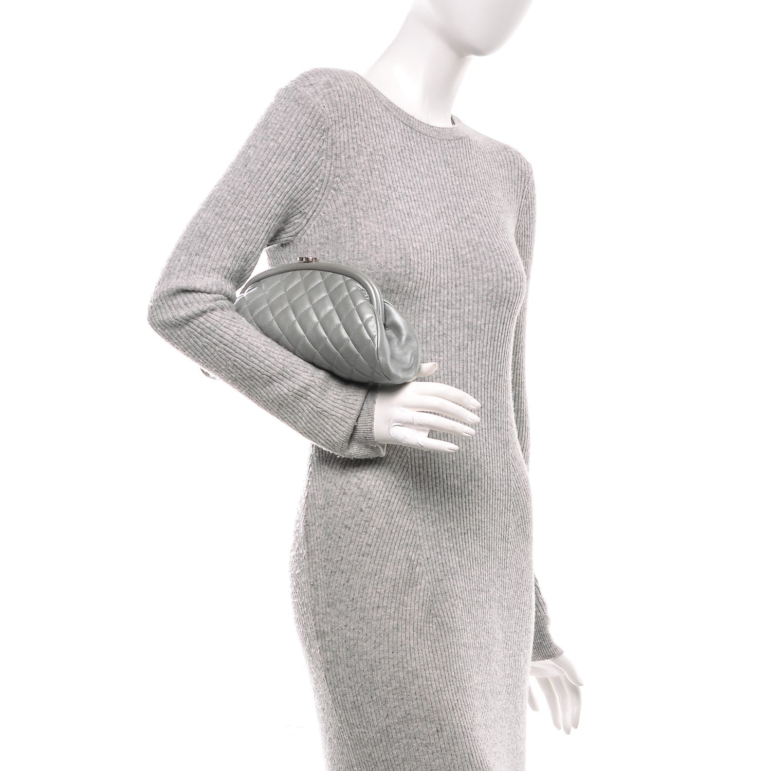 Chanel Metallic Lambskin Quilted Timeless Clutch Silver 2 of 7