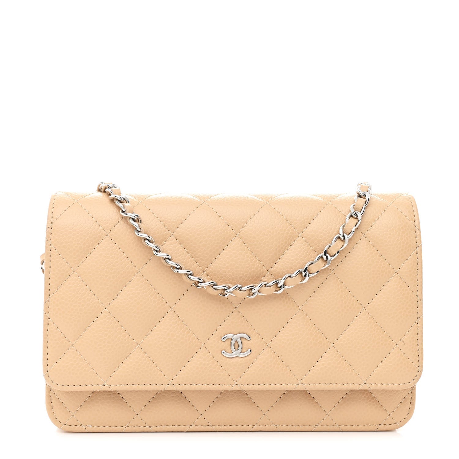 Chanel Caviar Quilted Wallet On Chain WOC Beige 1 of 12
