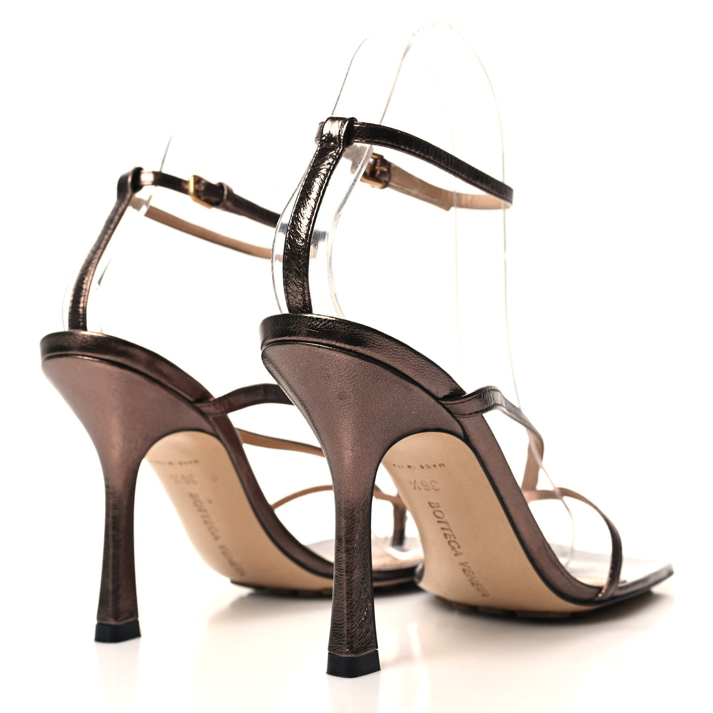 Metallic Lambskin Stretch Multi Strap 90mm Sandals 36.5 Fondant