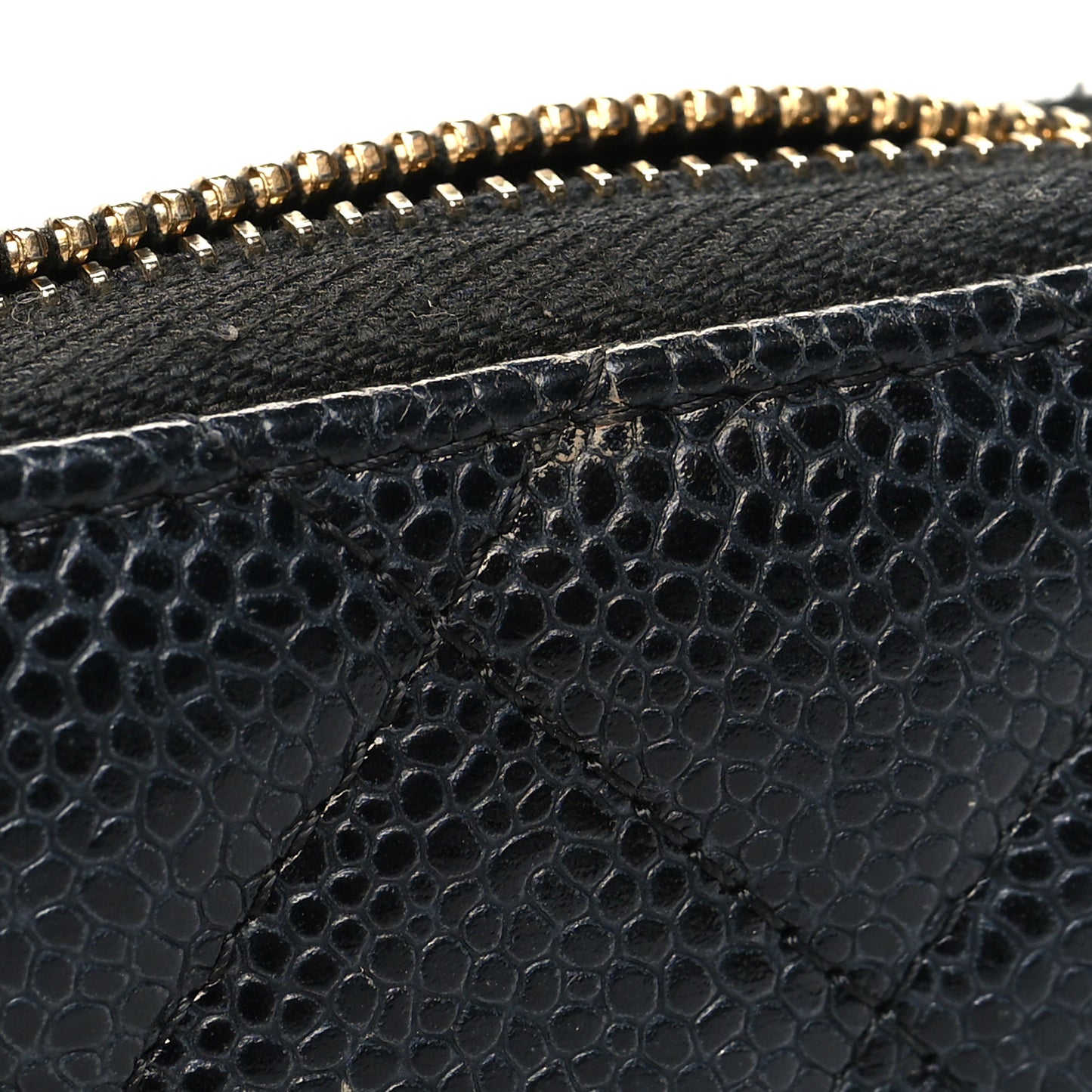 Caviar Quilted Zip Coin Purse Black