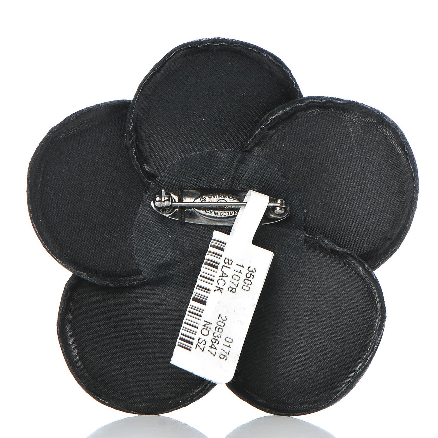 Lambskin Grosgrain Camellia Brooch Black