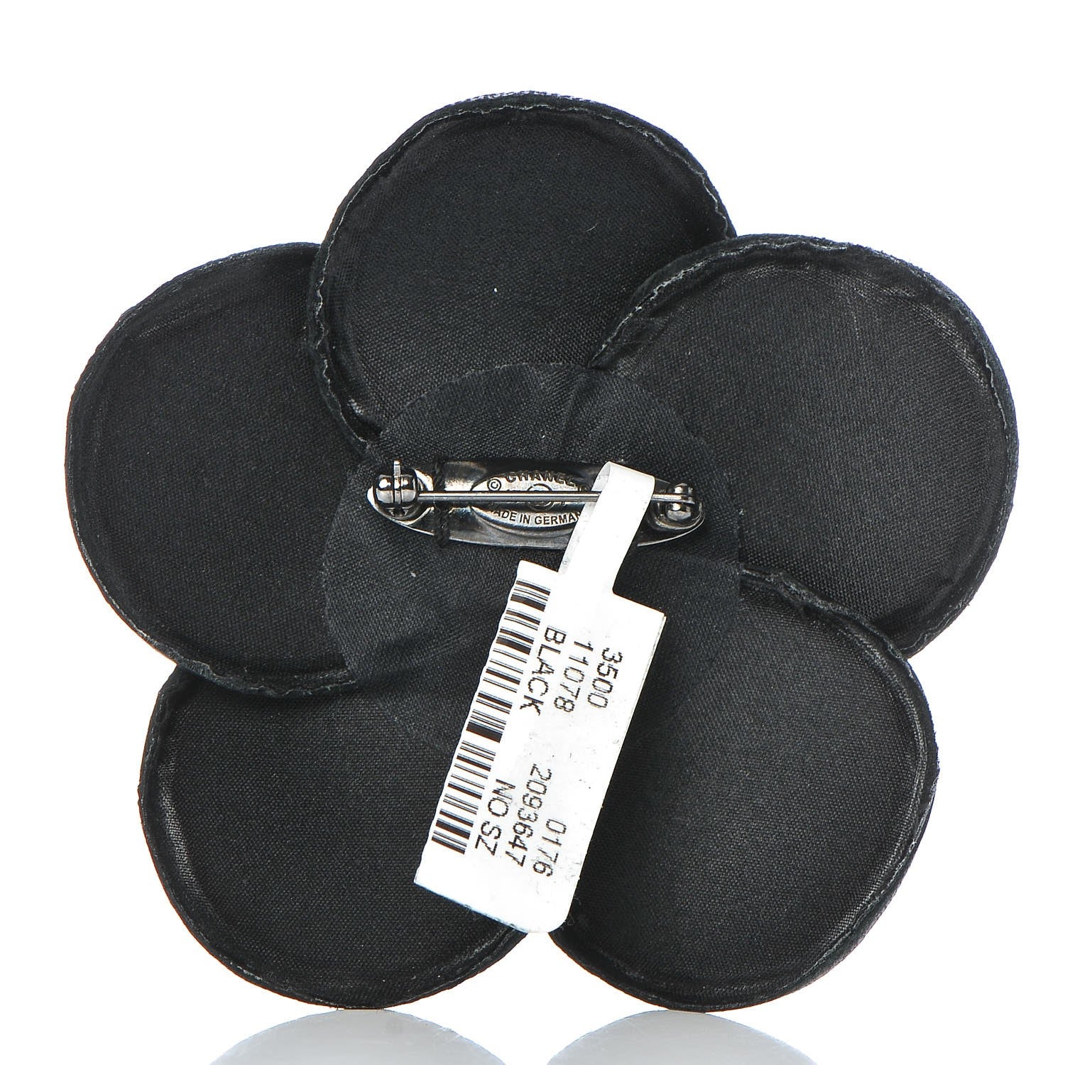 Chanel Lambskin Grosgrain Camellia Brooch Black 3 of 5