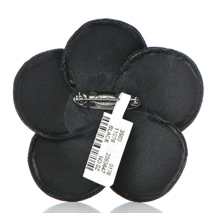 Chanel Lambskin Grosgrain Camellia Brooch Black 3 of 5