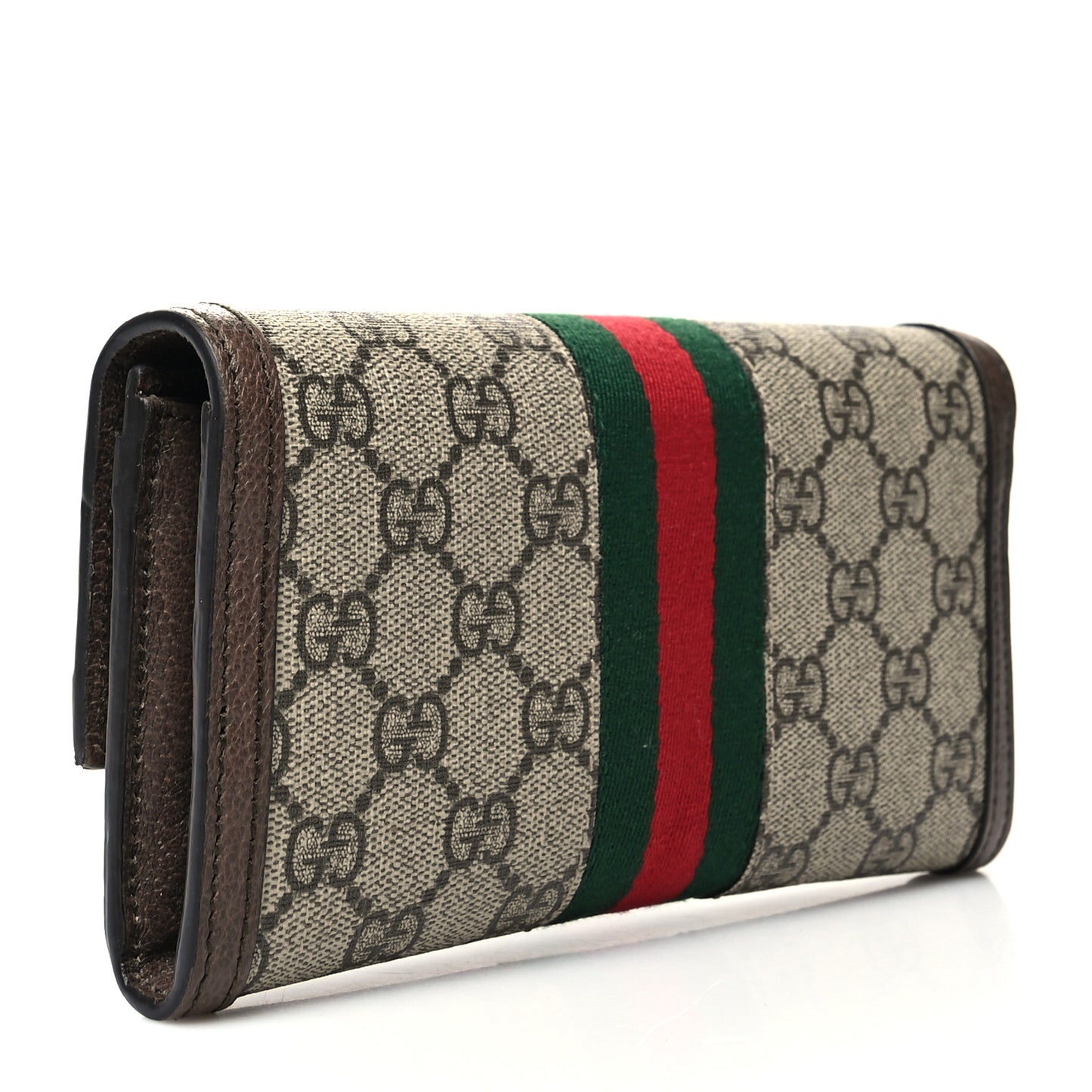 GG Supreme Monogram Web Ophidia Continental Wallet Brown