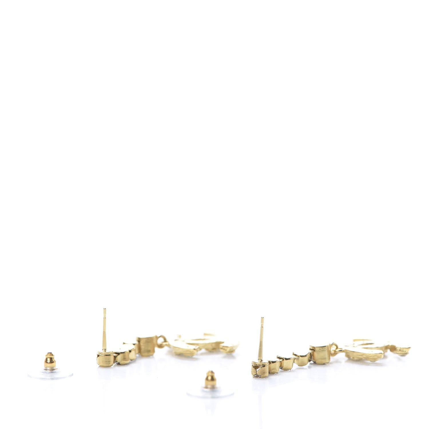 Chanel CC Crystal Drop Earrings Gold 3 of 5