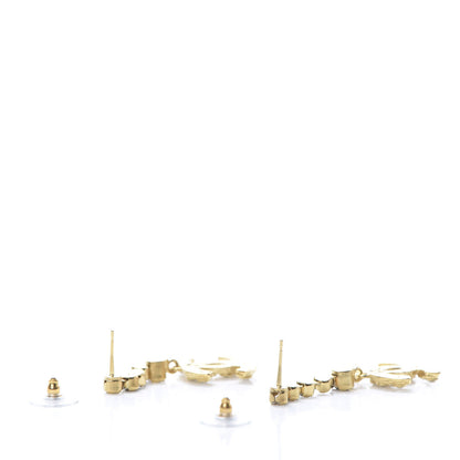 Chanel CC Crystal Drop Earrings Gold 3 of 5