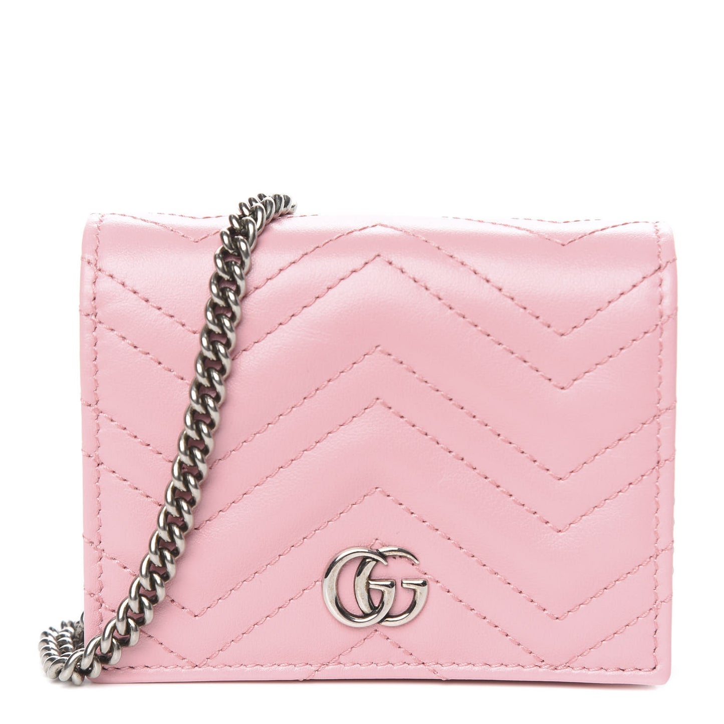 Calfskin Matelasse GG Marmont Mini Wallet On Chain Wild Rose