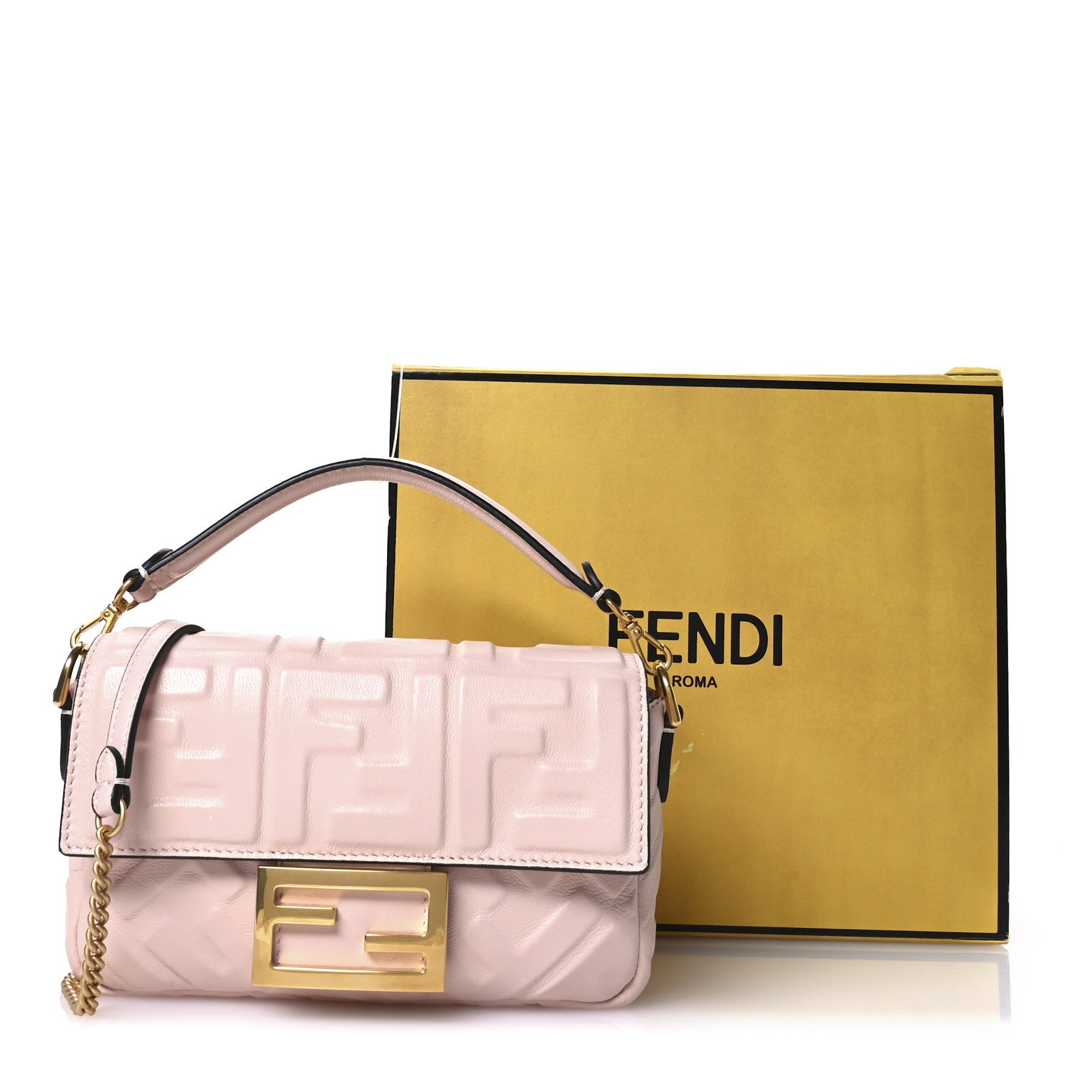 Fendi Nappa FF 1974 Embossed Mini Baguette Rosa Quarzo 11 of 11