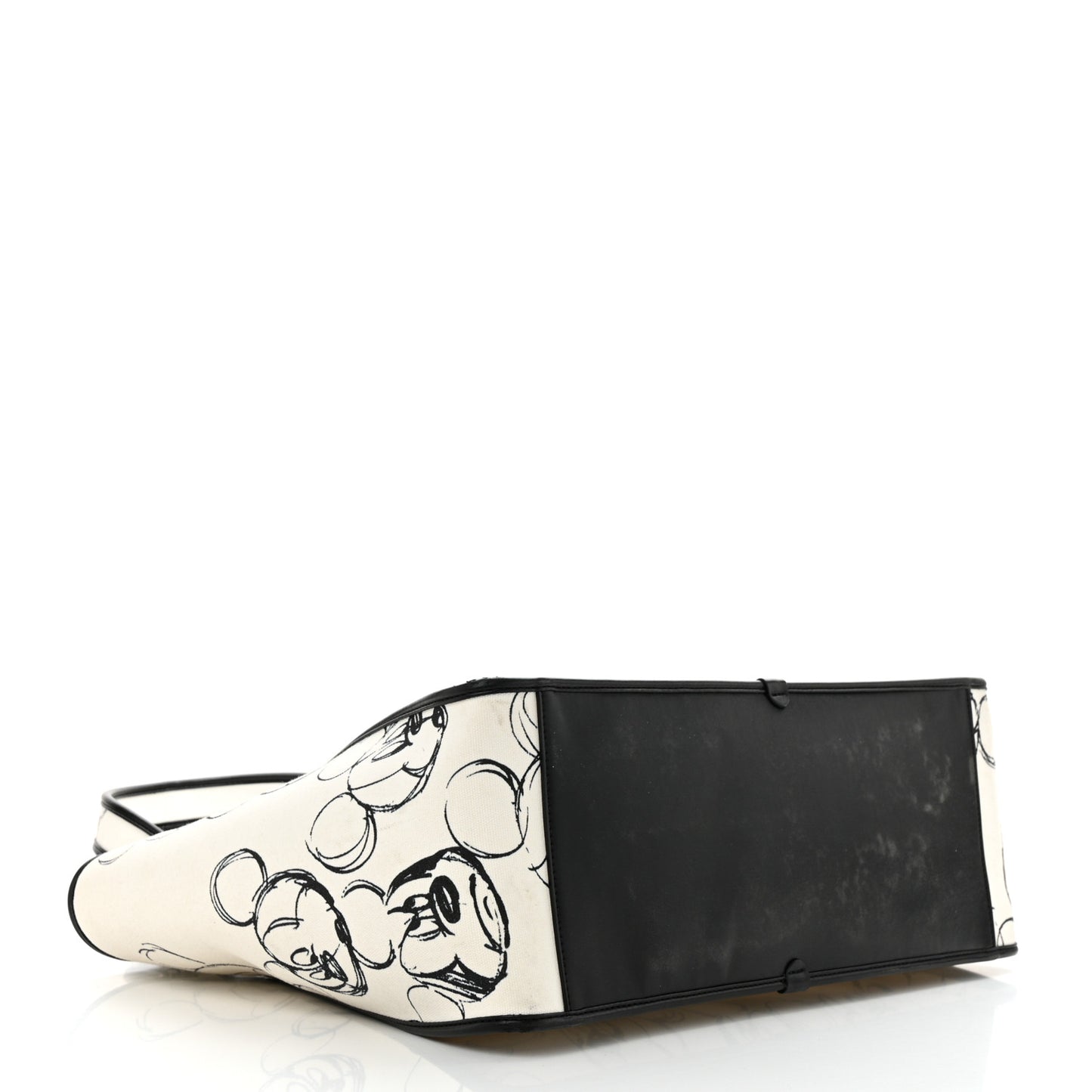 X DISNEY Canvas Mickey Mouse East West Perforated Tote White