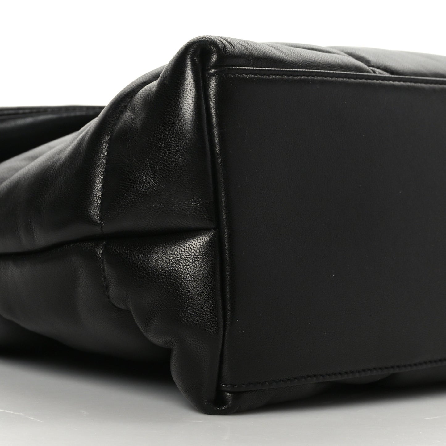 Lambskin Quilted Monogram Monochrome Medium Loulou Puffer Chain Satchel Black