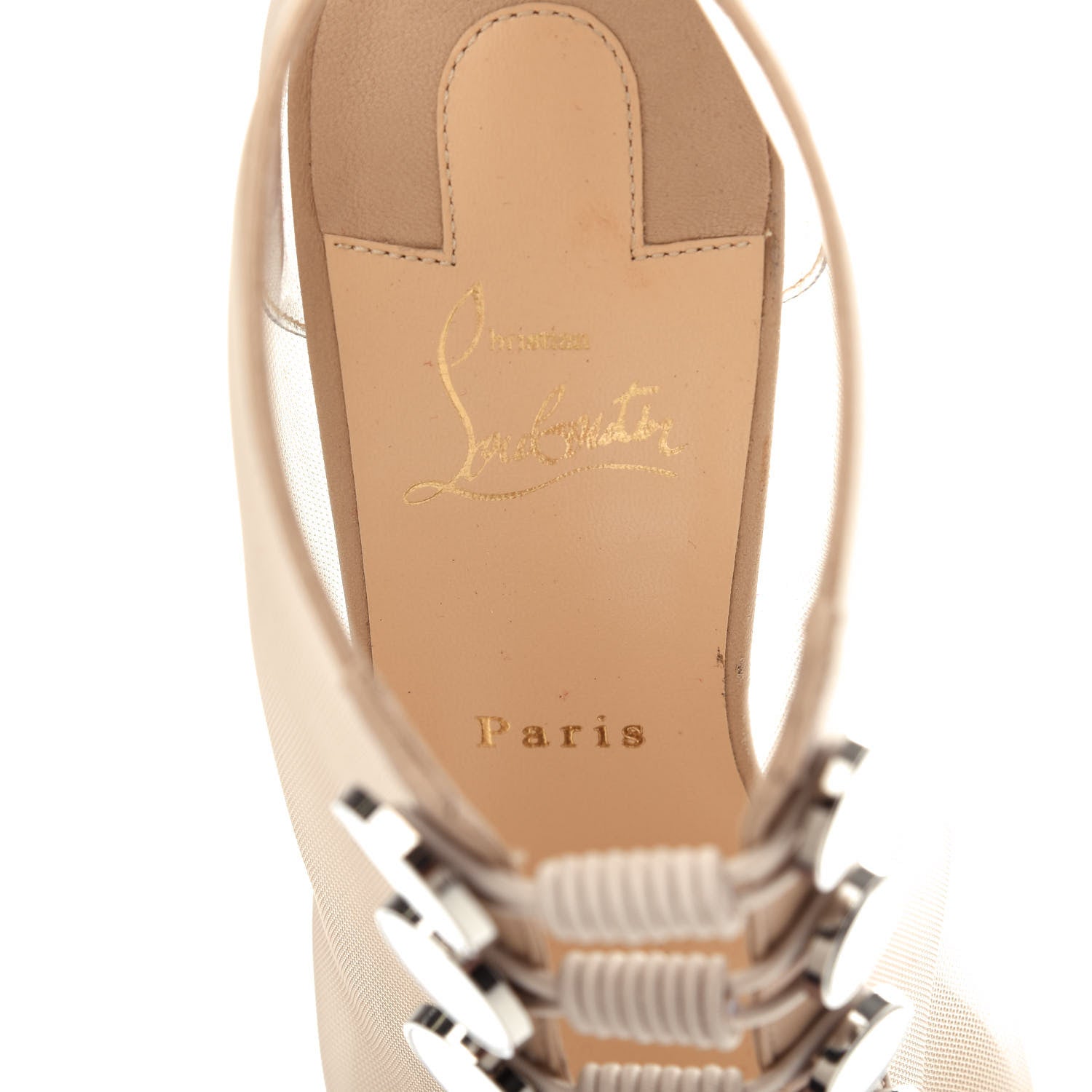 Christian Louboutin Mesh Nappa Marikate 100 Ankle Boots 40.5 Nude 6 of 10