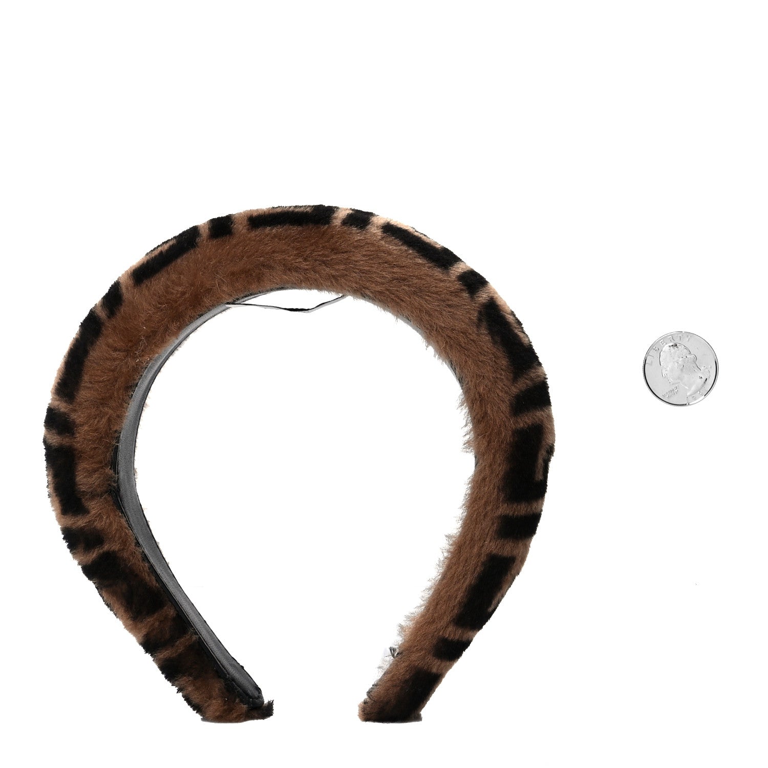Fendi Shearling FF Logo Headband Tobacco 2 of 3