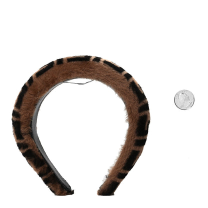Fendi Shearling FF Logo Headband Tobacco 2 of 3