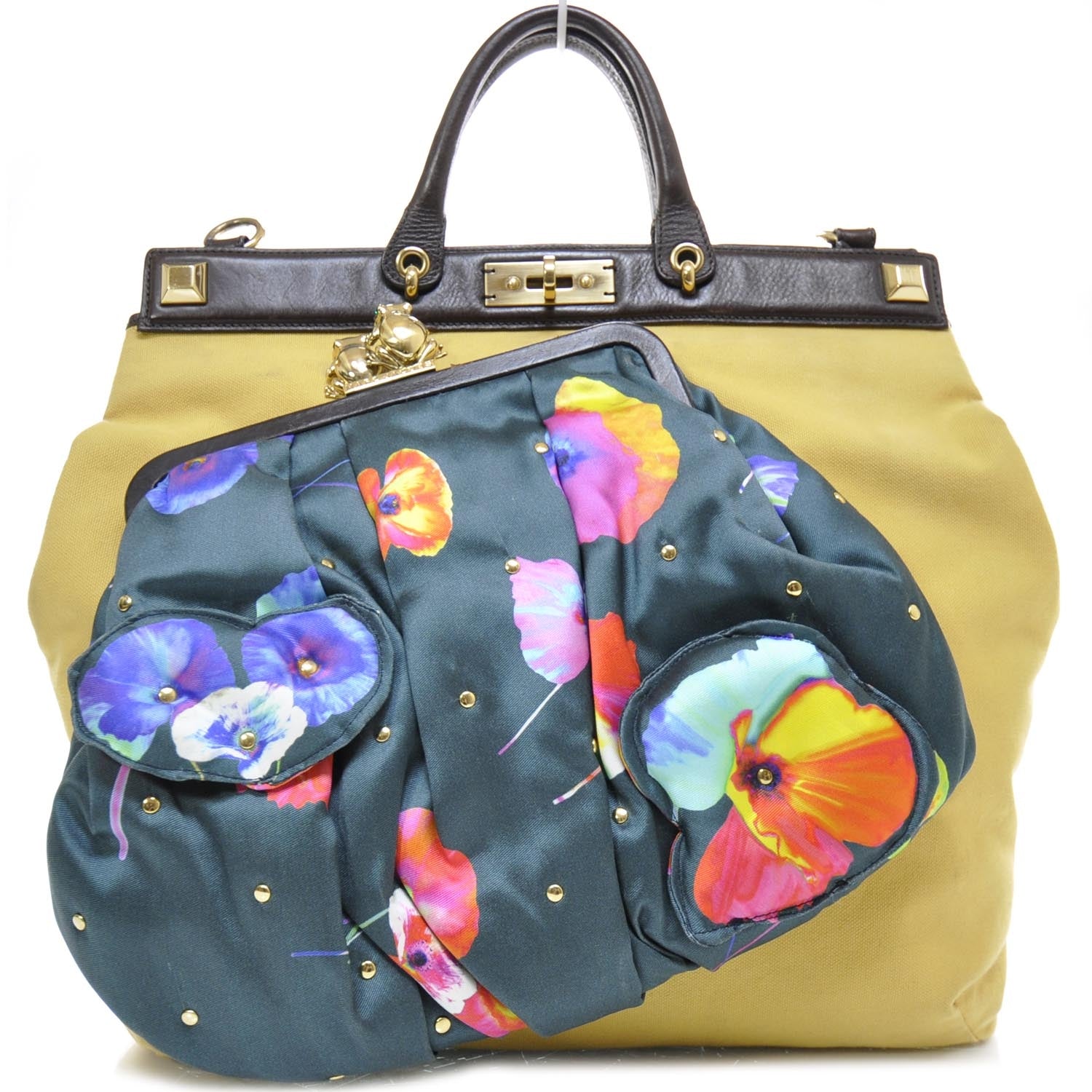 Marc Jacobs Canvas Satin Serafima Frog Bag on Bag Yellow 1 of 10