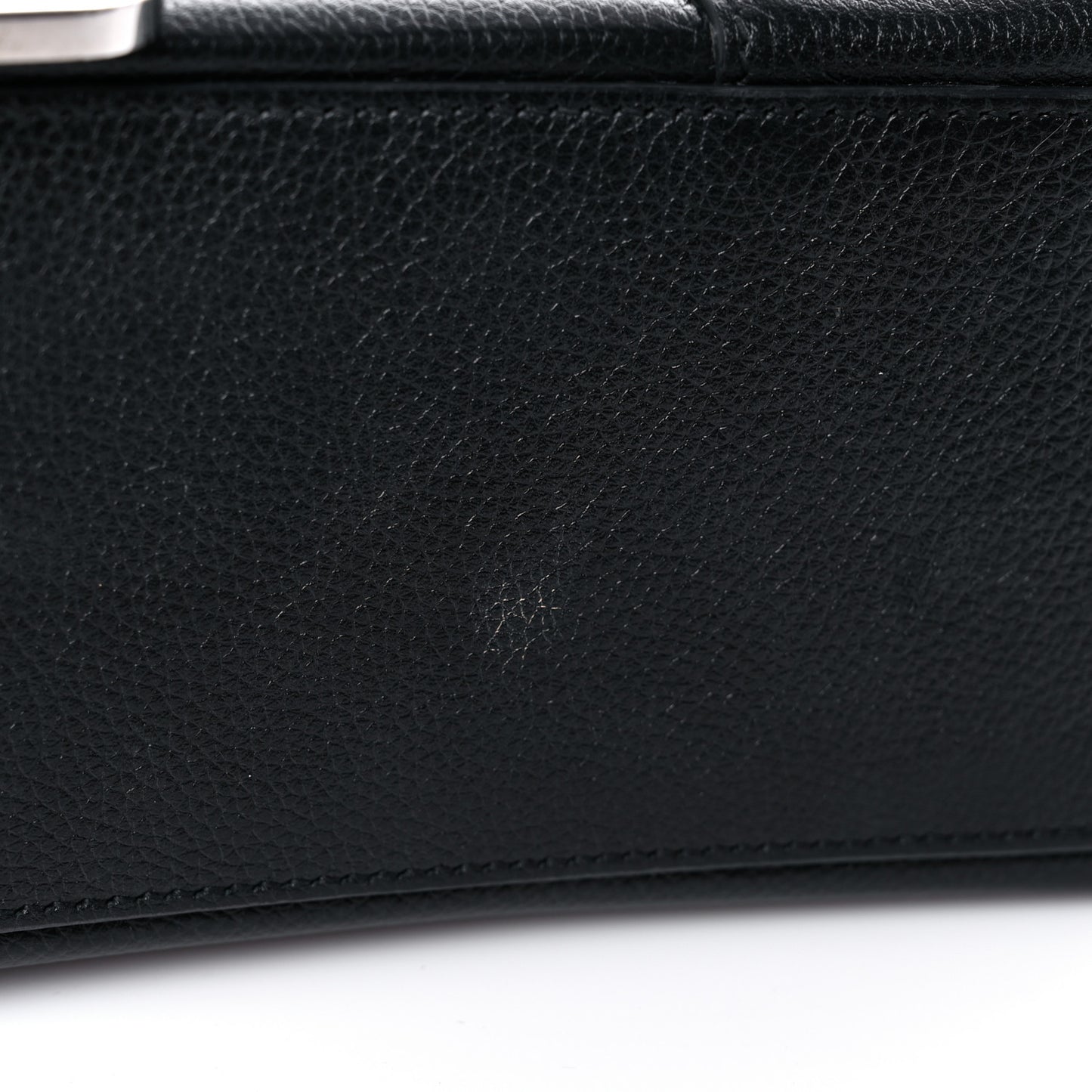 Grained Calfskin Medium Hourglass Top Handle Bag Black