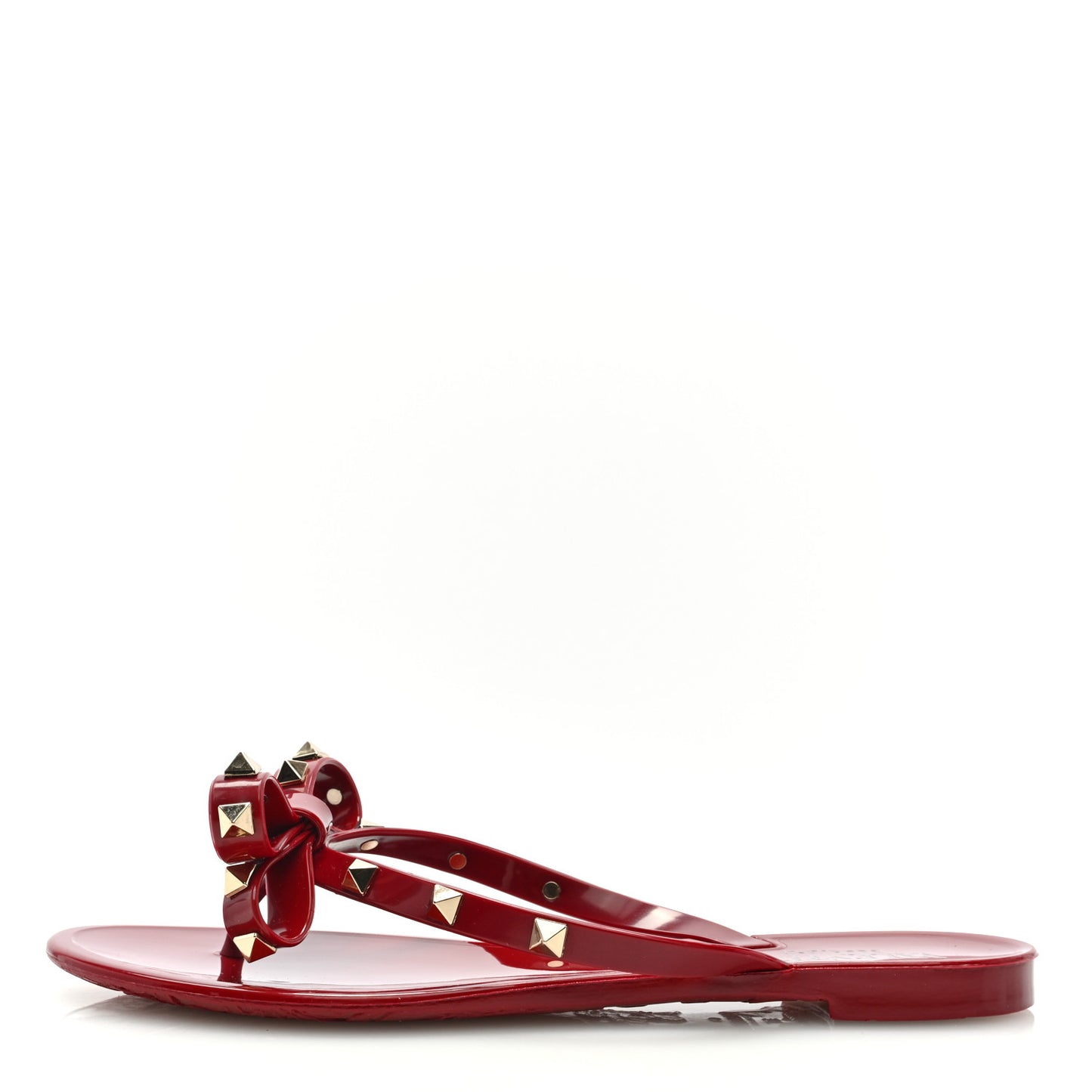PVC Jelly Rockstud Bow Thong Sandals 37 Rubino