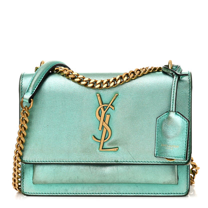 Saint Laurent Metallic Calfskin Small Monogram Sunset Chlorophille 1 of 12