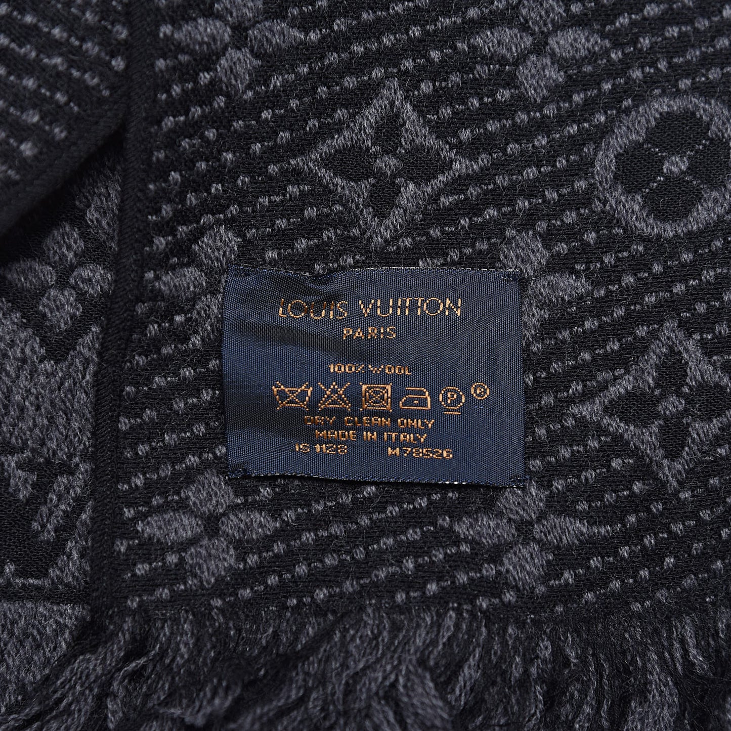 Wool Monogram Classic Scarf Charcoal Grey