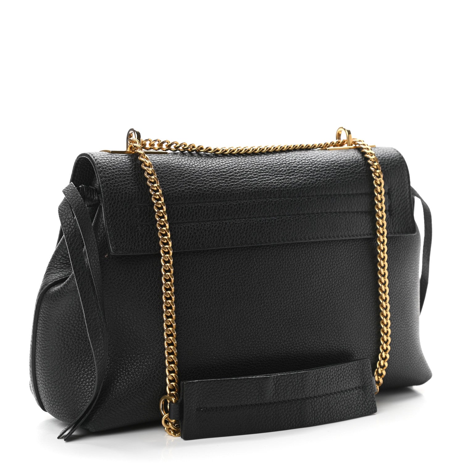 Valentino Garavani Pebbled Calfskin Small VRing Chain Shoulder Bag Black 3 of 10