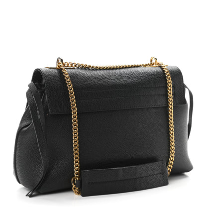 Valentino Garavani Pebbled Calfskin Small VRing Chain Shoulder Bag Black 3 of 10