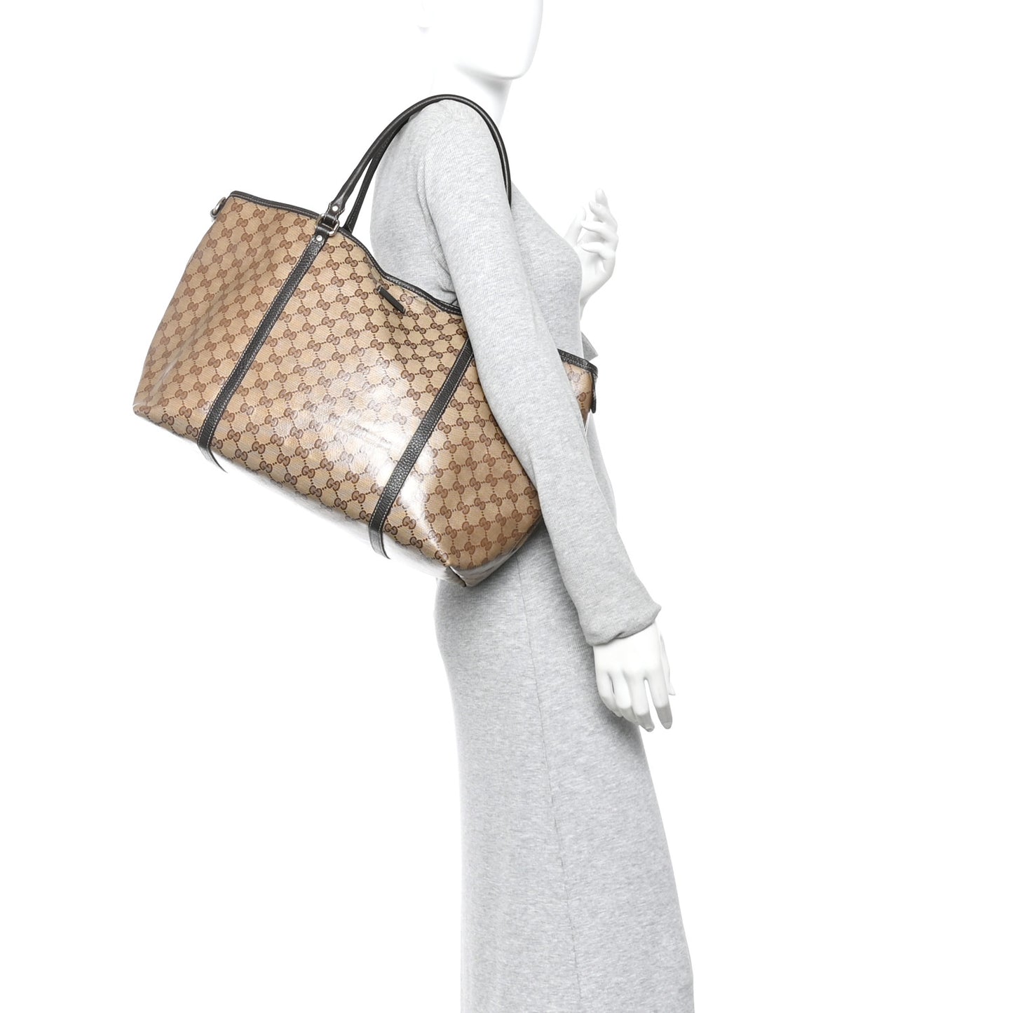 Crystal Monogram Large Joy Tote Beige Ebony Testa Di Moro