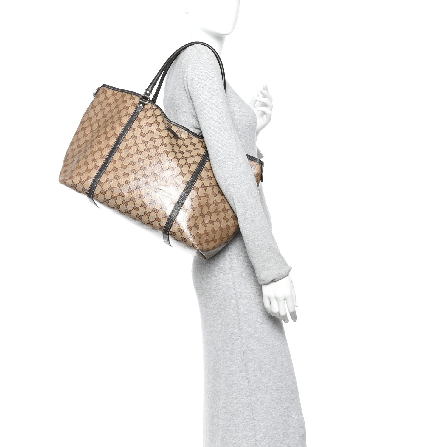 Gucci Crystal Monogram Large Joy Tote Beige Ebony Testa Di Moro 2 of 10