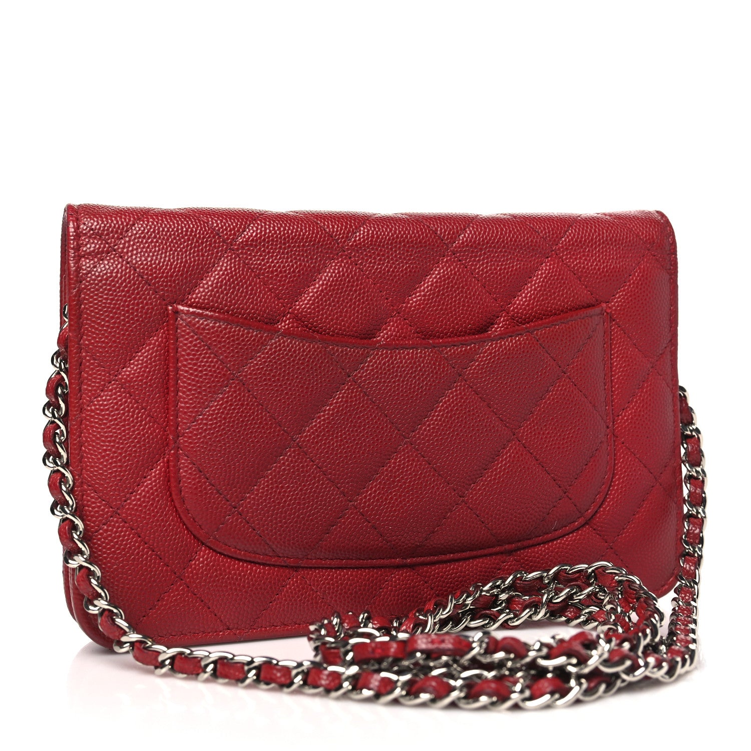 Chanel Caviar Quilted Wallet on Chain WOC Dark Red 3 of 12