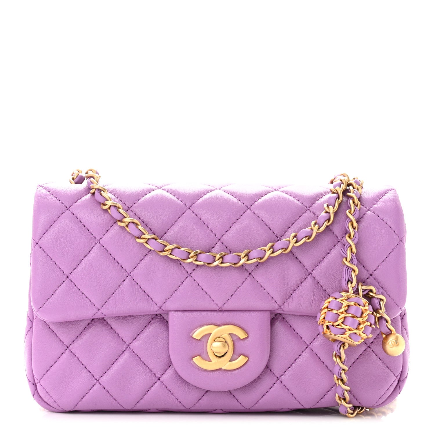 Chanel Lambskin Quilted Mini Rectangular Pearl Crush Flap Purple 1 of 11