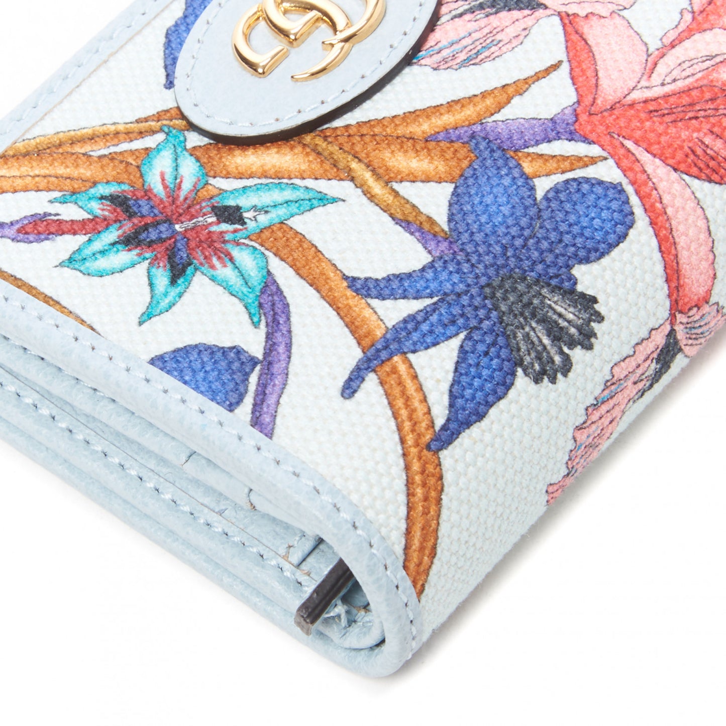 Canvas Flora Card Case Wallet Blue