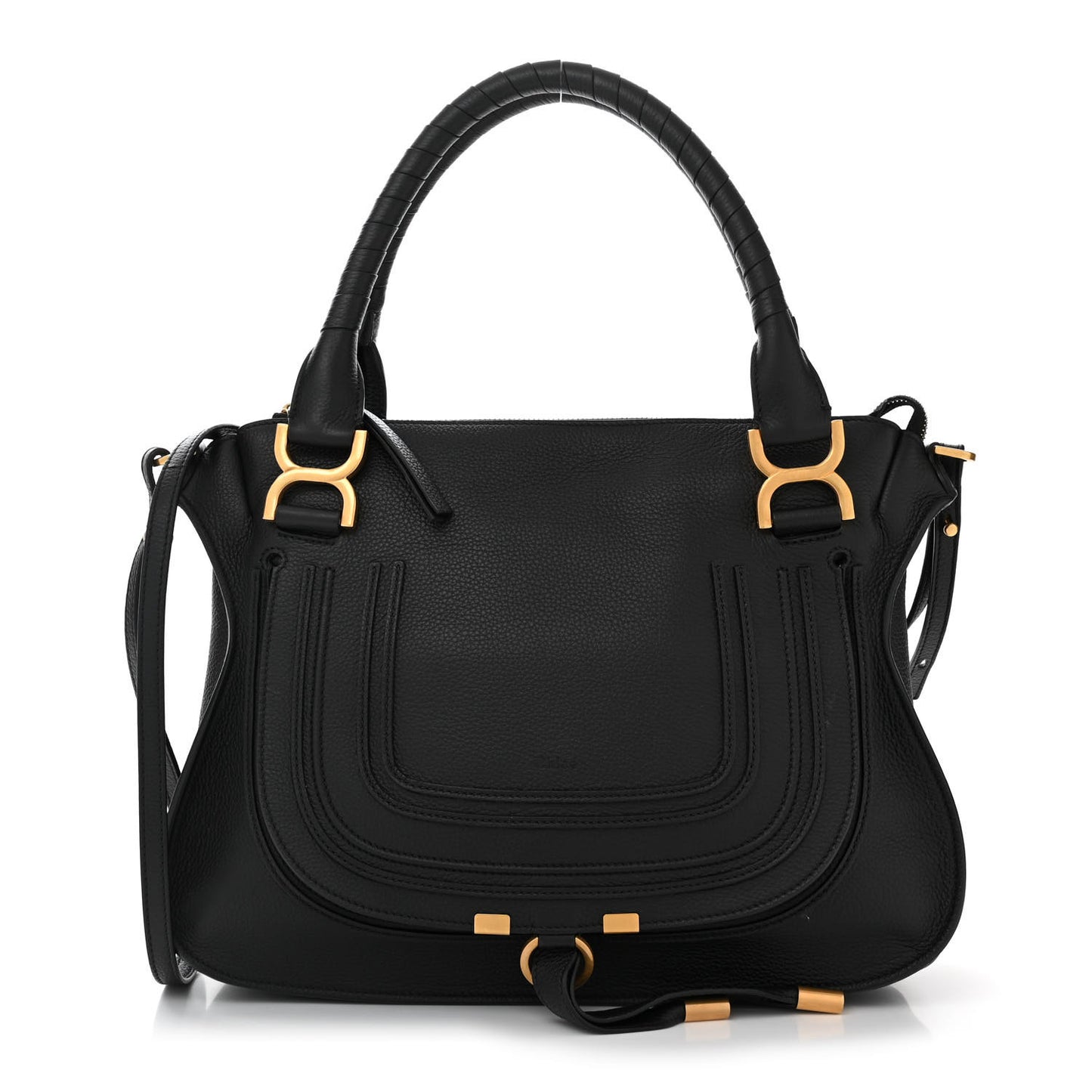 Calfskin Braided Medium Marcie Double Carry Black