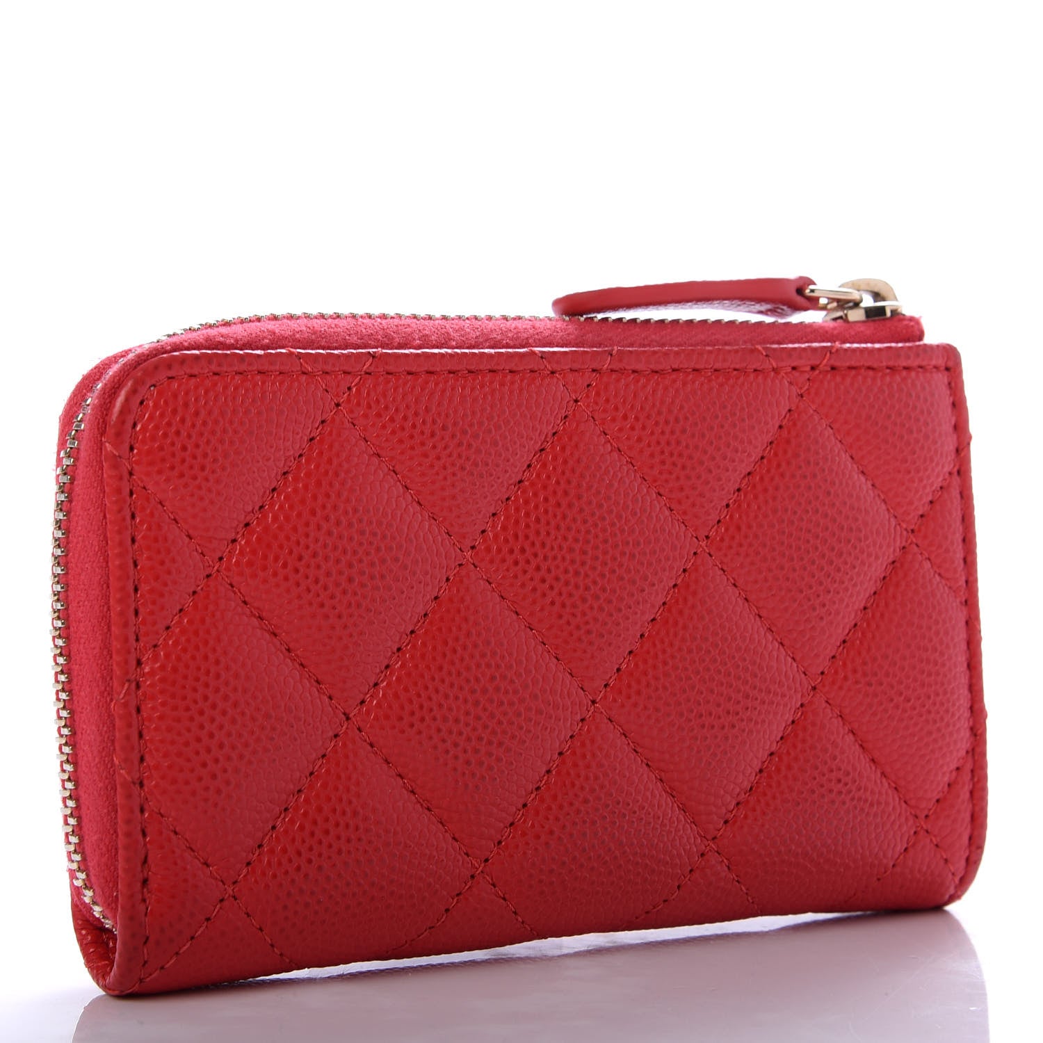Chanel Caviar Quilted Zipped Key Holder Case Red 3 of 8