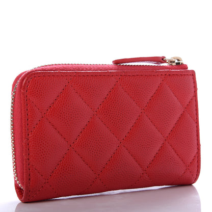 Chanel Caviar Quilted Zipped Key Holder Case Red 3 of 8