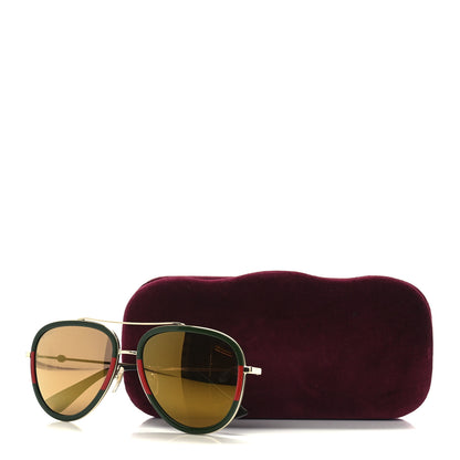 Gucci Metal Web Aviator Sunglasses GG0062S Green Red 8 of 8